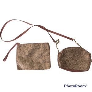 A New Day rose gold glitter crossbody and wristlet